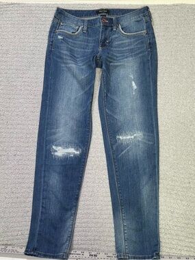 White House Black Market Women's Girlfriend Distressed Blue Jeans